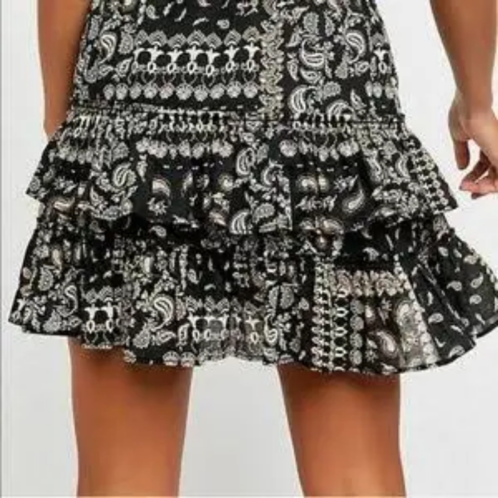 Free People Melissa Printed Ruffle Mini Skirt Large - Picture 4 of 4